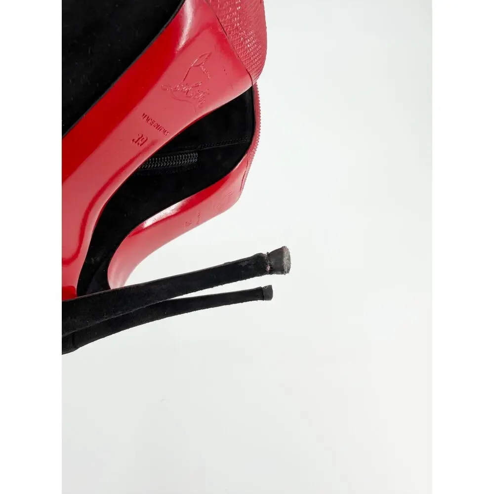 Christian Louboutin Eloise Booty 100 Black Suede Ankle Boots Size 39 EU Box Bag